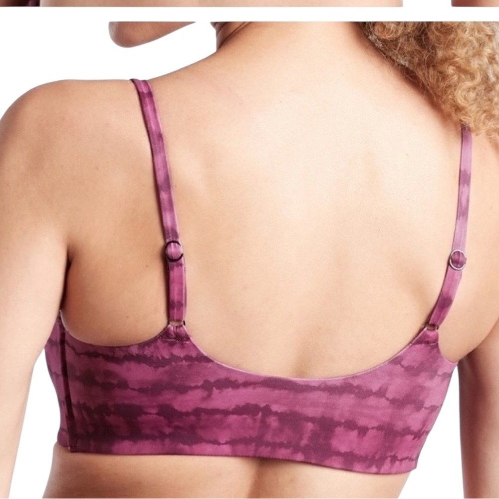 ATHLETA Plum Tie Dye Square Neck Printed Bikini Top Swimsuit NWOT - Picture 2 of 7